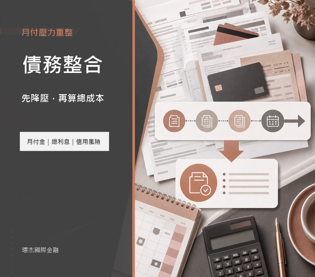 債務整合 image 2.0 文宣封面，呈現多筆負債整合、月付金下降與信用風險評估