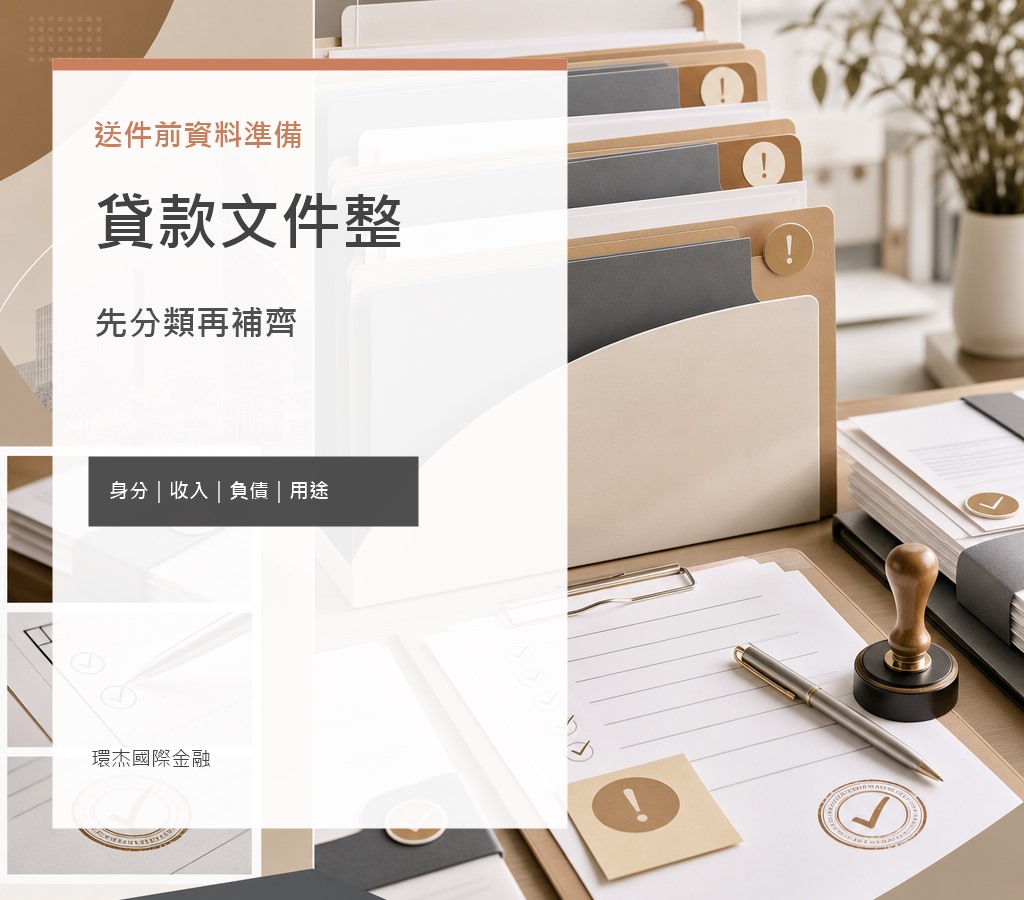 貸款文件整理 image 2.0 文宣封面，呈現送件前資料準備、文件分類、缺口標記與補件檢查