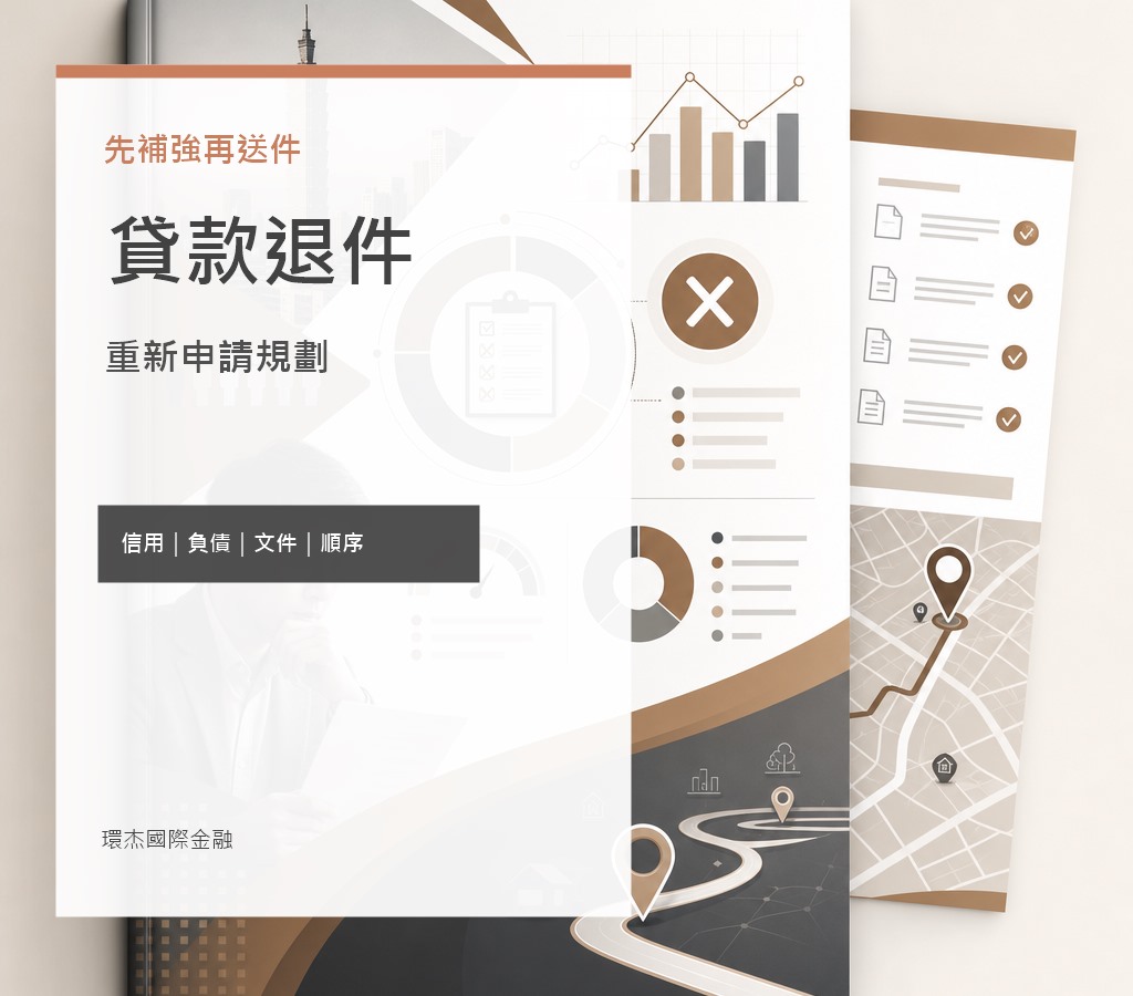 貸款退件後重新申請規劃 image 2.0 文宣封面，呈現原因診斷、信用負債檢查與文件補強
