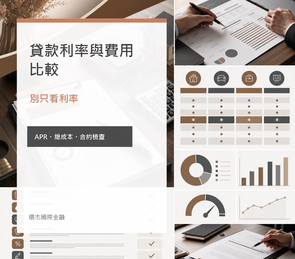 貸款利率與費用比較 image 2.0 文宣封面，呈現 APR、總成本與合約檢查重點